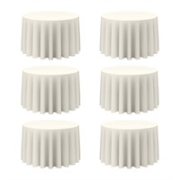 BRILLMAX 6 Pack Ivory Round Tablecloths 108 Inch -