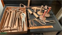 VINTAGE HOOF NIPPERS, HOG SCRAPPERS, WRENCHES AND