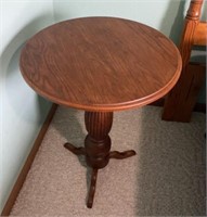 22 diameter, 28 tall inches wood end table