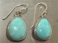 925 Barbe Thailand Sterling & Turquoise Earrings