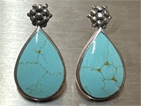 925 Sterling Silver & Turquoise Earrings 5.20