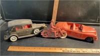 Vintage toy cars and motorcycle