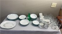 Ivy Print Corelle Dishes, Glasses