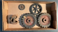 Assorted vintage toy wheels