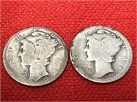 1917-S & 1918 Mercury Silver Dimes