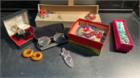 VINTAGE JEWELRY, GLASSES AND WATCH