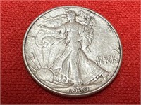 1939-D Walking Library Silver Half Dollar