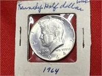 1964 UNC Kennedy 90% Silver Half Dollar