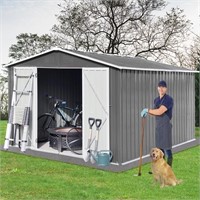 EMKK 10x8 FT Outdoor Storage Shed,Tool Garden Meta