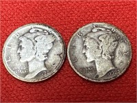 1920-D & 1923 Mercury Silver Dimes