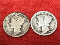 1919 & 1934-D Mercury Silver Dimes