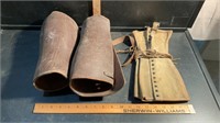 VINTAGE LEATHER RIDING SPATS AND CLOTH SPATS