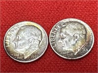 1949-D & 1953 Roosevelt Silver Dimes