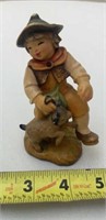 Arri  Germany Wood Carving Boy w Lamb Figurine