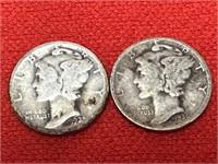 1925 & 1936-D Mercury Silver Dimes