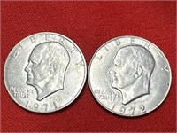 1971-D & 1972-D Ike Dollar Coins