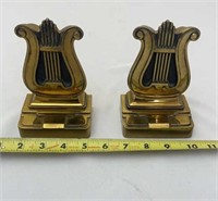 PMC Brass Harp Lyre Bookends , Heavy Craftsman