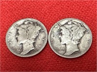 1927 & 1937-D Mercury Silver Dimes