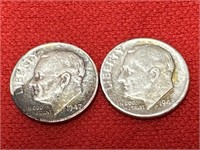 1947-S & 1948 Roosevelt Silver Dimes