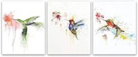 Hummingbird Water Color 3-piece Canvas Set.