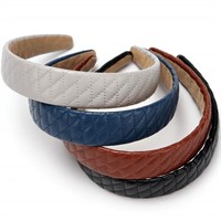 LONEEDY 4PCS Checked Leather Wide Hard Headband