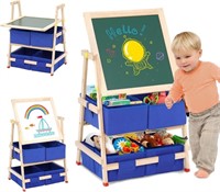 Wood kids easel with Large Capacity Storage Box,
