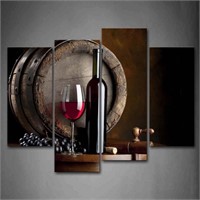 $53 Wine And Fruit With Glass And Barrel Wall Art