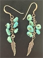 Sterling Silver & Turquoise Earrings 3.30 Grams