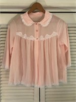 VINTAGE PINK NYLON BED JACKET MEDIUM