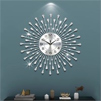 $76  FLEBLE 24 Inch Silver Metal Wall Clock