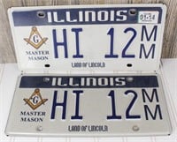 Pair of Master Mason Masonic License Plates