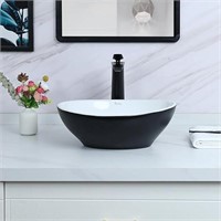 Black Oval Vessel Sink with Drain
