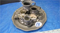 QTY PEWTER CUPS & SM MEASURING CUPS