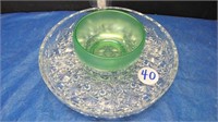 DIVIDED GLASS PICKLE TRAY & GR DEPRESSION BOWL