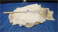 QTY OF DOILIES & LONG HANDLED CANDLE SNUFFER