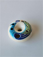 VINTAGE PEACOCK DESIGN DONUT VASE