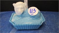 LION IN A BASKET COVERED SOAP DISH
