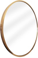 Gold metal circular wall mounted mirror