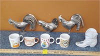 Metal Chickens, Coffee Cups, Boot