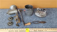 Meat Grinder, Flour Sifter, Pliers, Irons