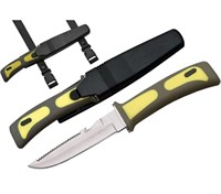 9” Divers hunting knife with nonslip yellow