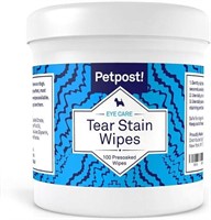 Petpost Tear Stain Remover Wipes - 100 Pads - Natu