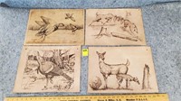 Set of Old Leather Wildlife Placemats