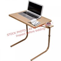 Table mate folding tray table with cup holder