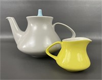 Poole Pottery Two Tone Teapot and Creamer