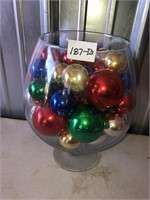 Glass jar with Christmas bulbs