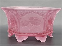 Vintage Fenton Pink Satin Glass 6-Sided Footed