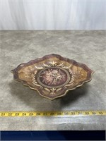 Floral footed decorative bowl