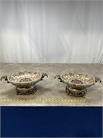 Decorative colored with gold accent bowls, set of