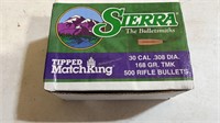 Sierra 30 Cal .308" 500 rifle Bullets